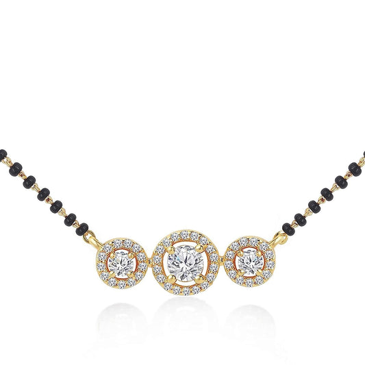 Trio Solitaire Diamond Mangalsutra – Modern Elegance in Every Bead 💎