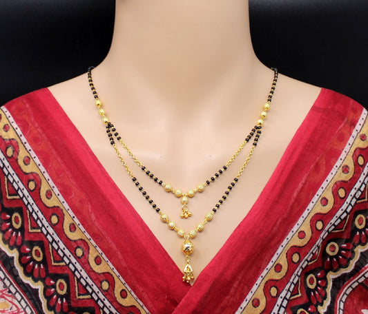 Triple Layer Gold Plated Designer Mangalsutra 💛 | Traditional Yet Trendy Black Bead Chain for Daily & Festive Wear