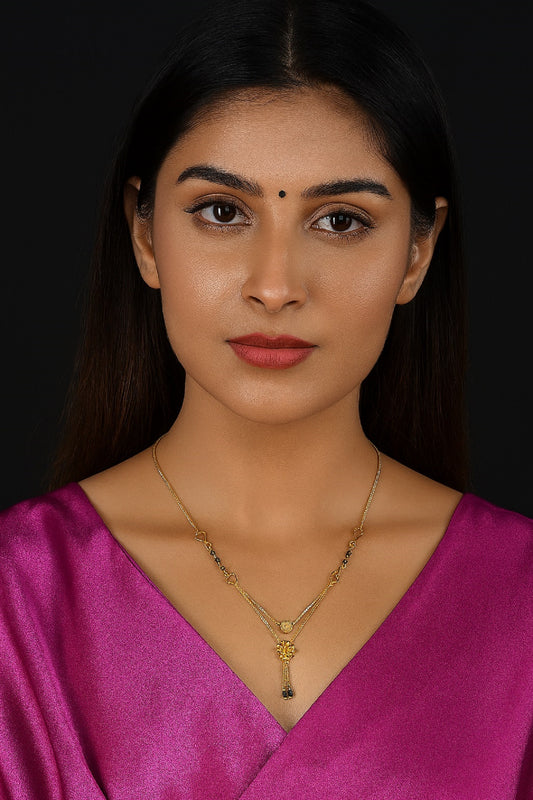 Dual-Layer Heart Link Gold-Plated Mangalsutra – Elegant Modern Design for Everyday Wear