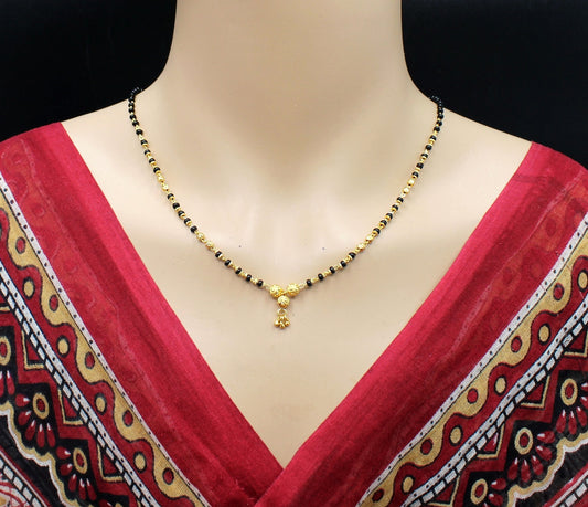 Floral Bead Gold Plated Daily Wear Mangalsutra 🌸 | Elegant Short Chain Design for Women