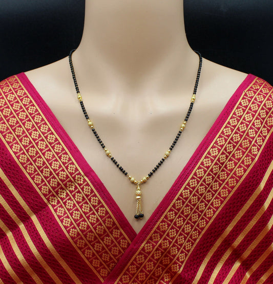 Gold Plated Daily Wear Mangalsutra with Hanging Bead Tassel – Elegant & Lightweight Traditional Design 💛