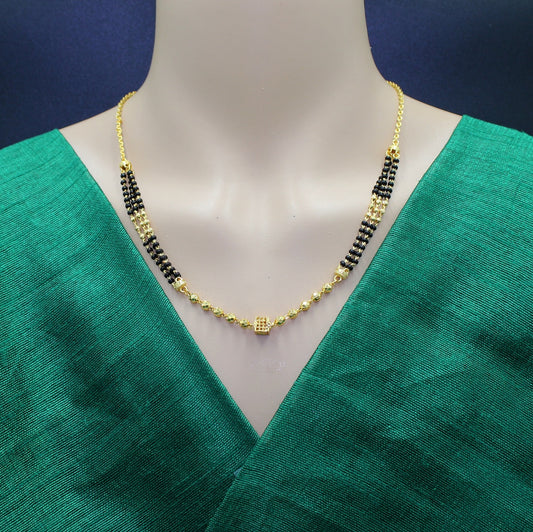 Triple-Layer Black Bead Gold Plated Mangalsutra – Premium Daily Wear Design for Modern Women 💛