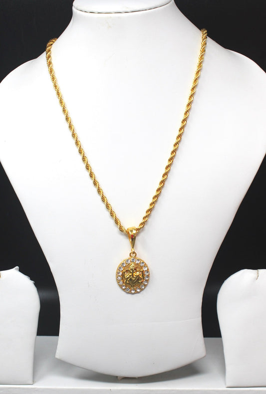 soni jewellery Gold plated chain with pendant necklace jewelry set for men