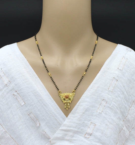 Antique Gold Plated Mangalsutra with Peacock Design Pendant – Traditional Ethnic Elegance 💛