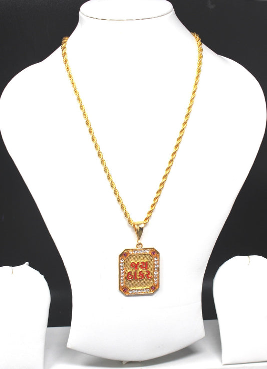 Jay Thakar Rectangular Stylish Design Best Quality Gold Plated Pendant For Men