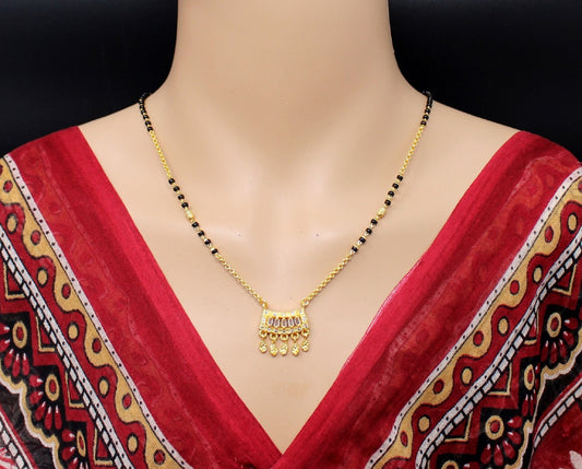Royal CZ Bar Pendant Mangalsutra ✨ | Gold Plated Modern Design for Women