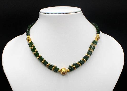 Royal Green & Gold Beaded Necklace – Elegant Traditional Choker for Festive & Wedding Wear