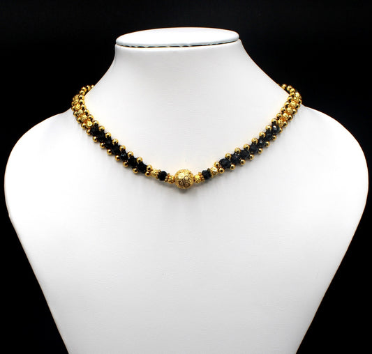 Elegant Black & Gold Bead Choker Mangalsutra – Minimal Beauty for Modern Women 💛