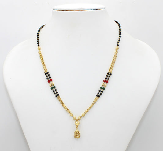 Elegant Dual Chain Gold Plated Mangalsutra with Color Beads – Traditional Charm for Modern Women 💛