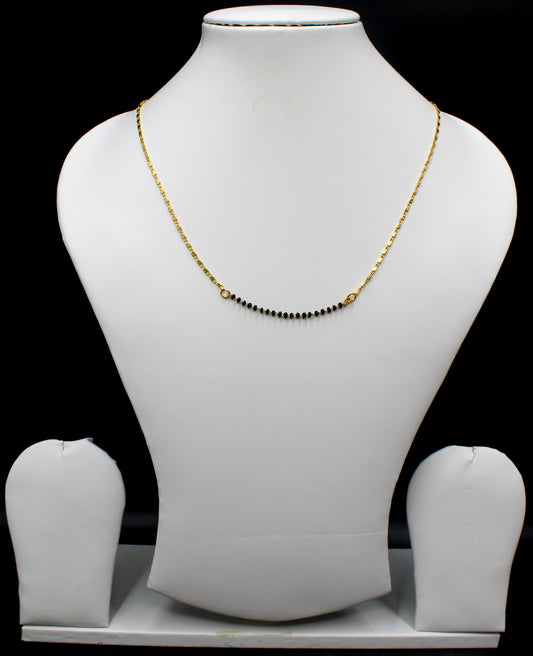 Minimal Daily Wear Gold-Plated Mangalsutra – Simple Black Bead Chain for Modern Elegance
