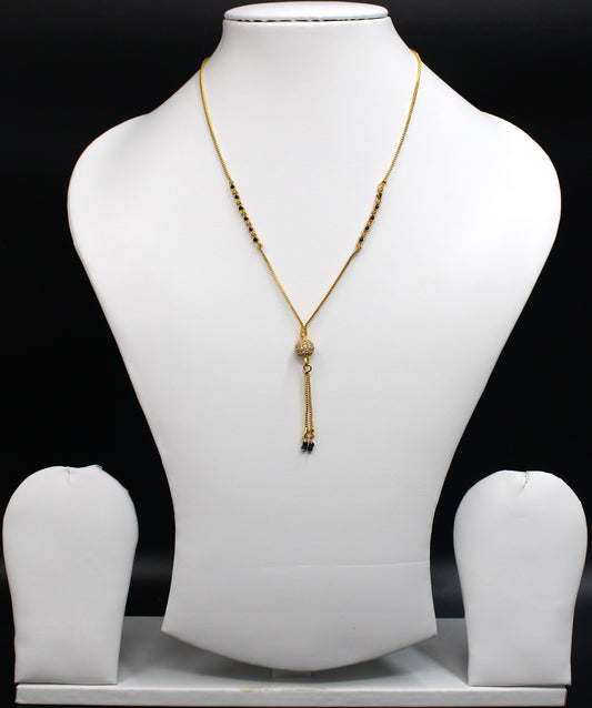 Classic Daily Wear Gold-Plated Mangalsutra with Bead Drop Pendant – Simple & Elegant Design