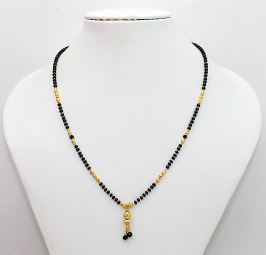 Elegant Daily Wear Black Bead Gold Plated Mangalsutra with Hanging Charm – Simple & Stylish Design 💛