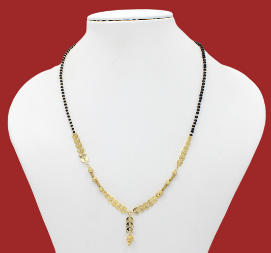 Elegant Leaf Design Gold-Plated Mangalsutra – Modern Daily Wear Minimal Style