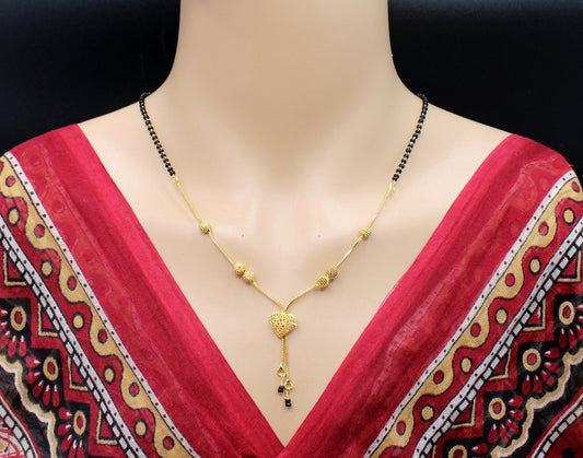 Heart Charm Gold Plated Mangalsutra – Modern Symbol of Eternal Love 💛