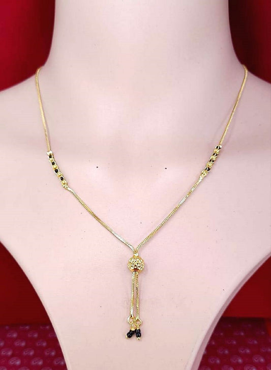 Stylish Daily Wear Gold Plated Mangalsutra with Black Bead Detailing – Minimal &