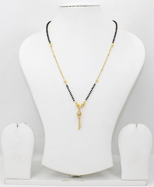 Elegant CZ Pendant Daily Wear Mangalsutra 💛 | Gold Plated Black Bead Chain for Women