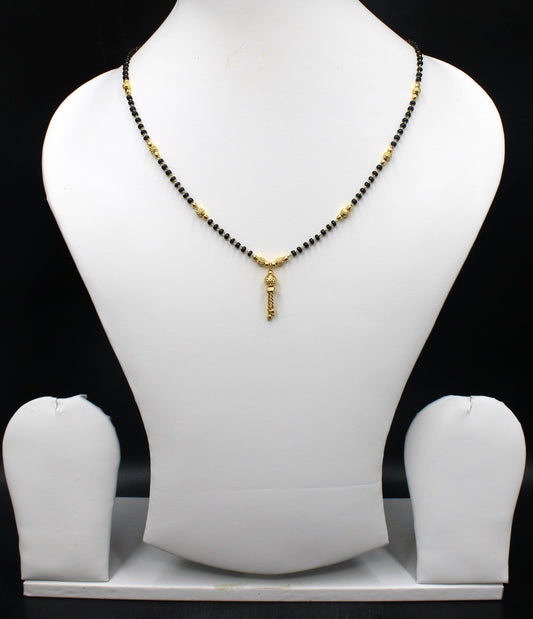 Premium Daily Wear Gold Plated Mangalsutra 💛 | Lightweight Black Bead Chain with Elegant Drop Pendant