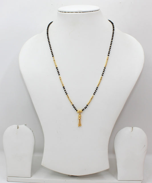 Simple Daily Wear Gold Plated Black Bead Mangalsutra with Elegant Hanging Pendant – Lightweight & Stylish 💛