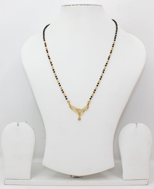 Elegant Gold-Plated Designer Mangalsutra with CZ Pendant – Traditional Yet Trendy