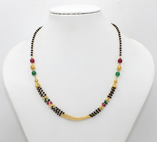 Multicolour Beaded Gold Plated Double Chain Mangalsutra – Elegant Daily Wear Traditional Design 💛