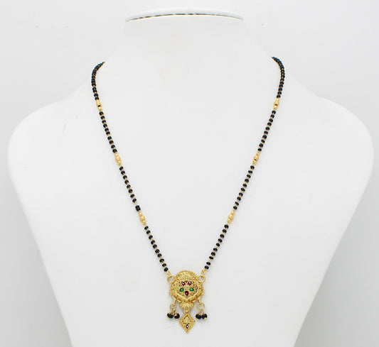 Traditional Gold Plated Mangalsutra with Color Stone Pendant – Timeless South Indian Elegance 💛