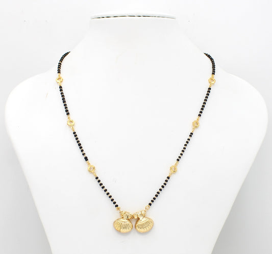 Classic Shell Design Double Pendant Gold-Plated Mangalsutra – Symbol of Love & Prosperity 💛