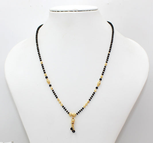 Traditional Gold Plated Daily Wear Mangalsutra with Black Beads & Hanging Tassel – Lightweight & Elegant 💛