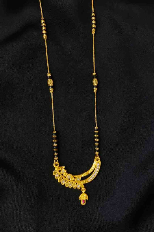Gold-Plated Daily Wear Mangalsutra – Classic Black Beads with Designer Ball Pendant