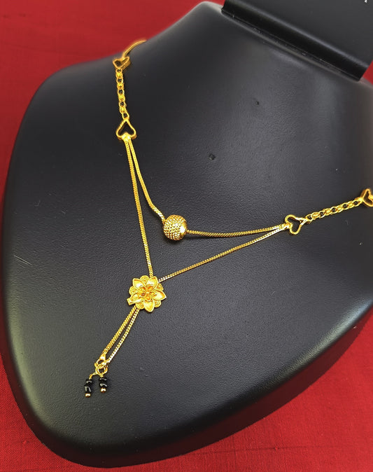 Dual-Layer Heart Link Gold-Plated Mangalsutra – Elegant Modern Design for Everyday Wear