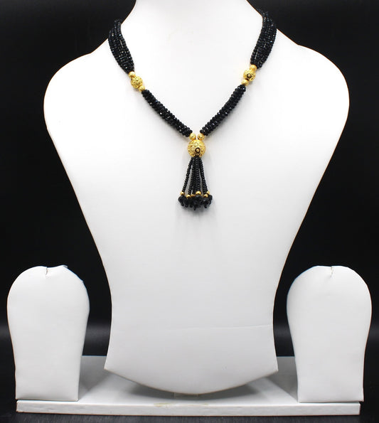 Elegant Black Bead Tassel Mangalsutra – Premium 1-Gram Gold Plated Traditional Design 🖤✨