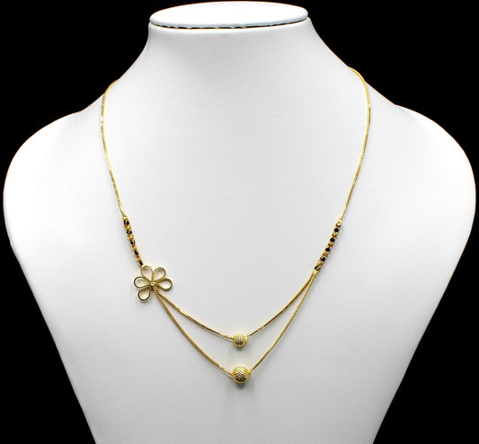 Floral Charm Dual Layer Gold Plated Mangalsutra – Elegant Modern Design 🌸