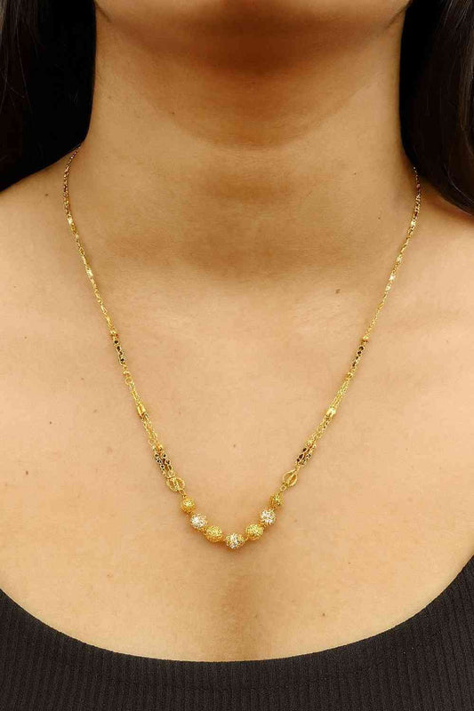 Elegant Dual-Tone Gold-Plated Daily Wear Mangalsutra – Modern Minimal Bead Design