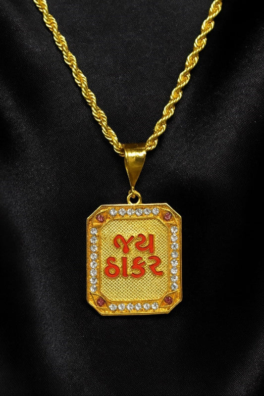 Jay Thakar Rectangular Stylish Design Best Quality Gold Plated Pendant For Men
