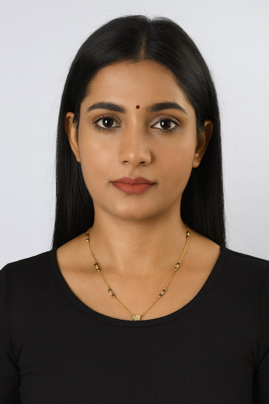 Elegant Gold-Plated Mangalsutra with Black Beads & Stylish Pendant – Daily Wear Jewellery