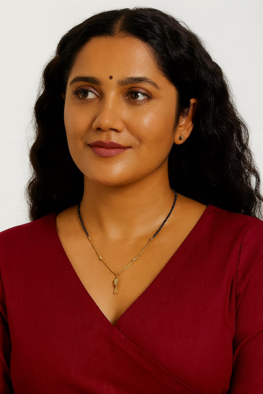 Modern Daily Wear Gold Plated Mangalsutra 💛 | Minimal Black Bead Chain for Elegant Look