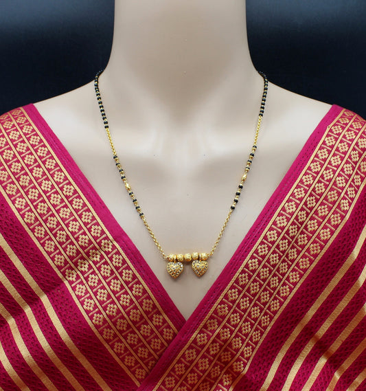 Elegant Double Heart Gold-Plated Mangalsutra – Symbol of Love & Tradition 💛