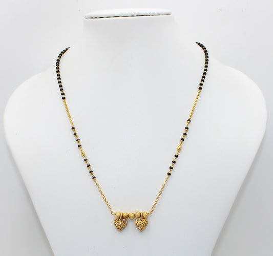 Elegant Double Heart Gold-Plated Mangalsutra – Symbol of Love & Tradition 💛