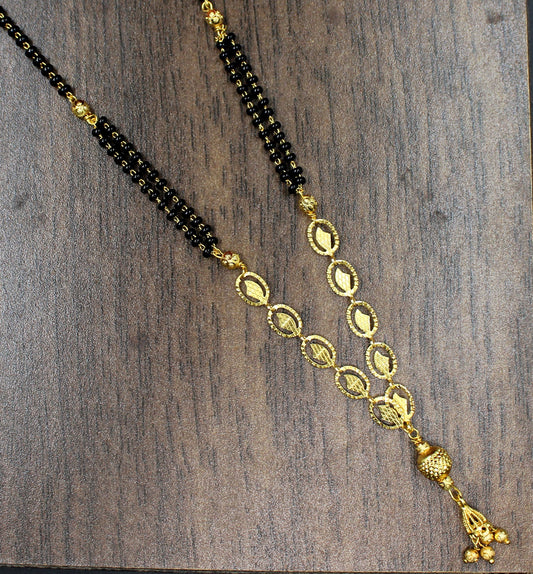 Classic Black Bead Gold-Plated Mangalsutra – Traditional Grace for Everyday Elegance