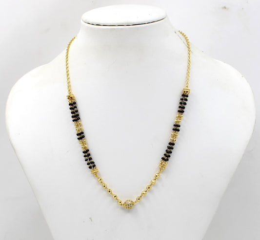 Elegant Dual-Layer Black Bead Gold-Plated Mangalsutra – Modern Grace with Traditional Touch