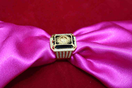 1 Gram Gold Plated Sun With Diamond Best Quality Ring For Men