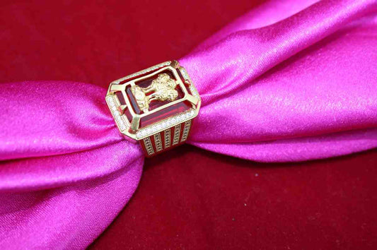 1 Gram Gold Plated Mudra With Diamond Best Quality Design Ring For Men