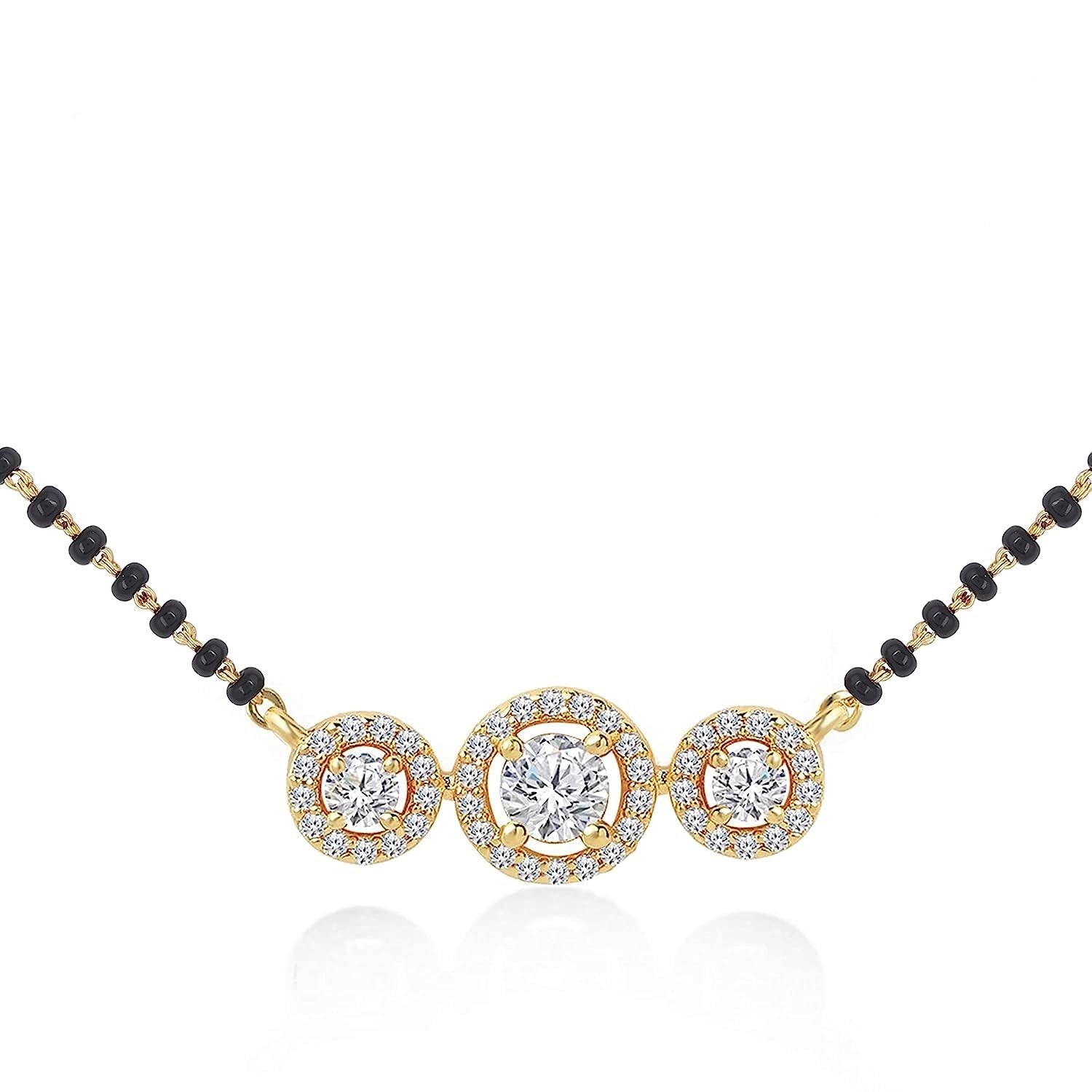 Trio Solitaire Diamond Mangalsutra – Modern Elegance in Every Bead 💎