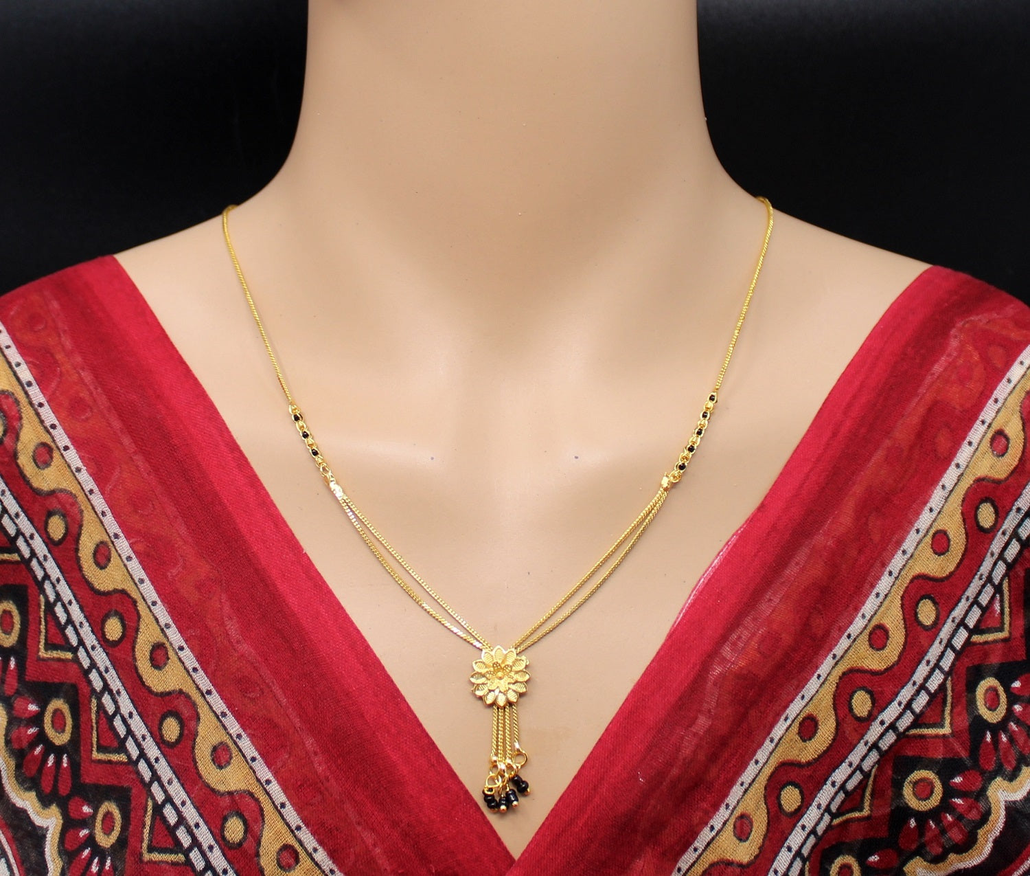 Floral Drop Design Gold Plated Mangalsutra – Elegant Daily Wear for Modern Women 🌼