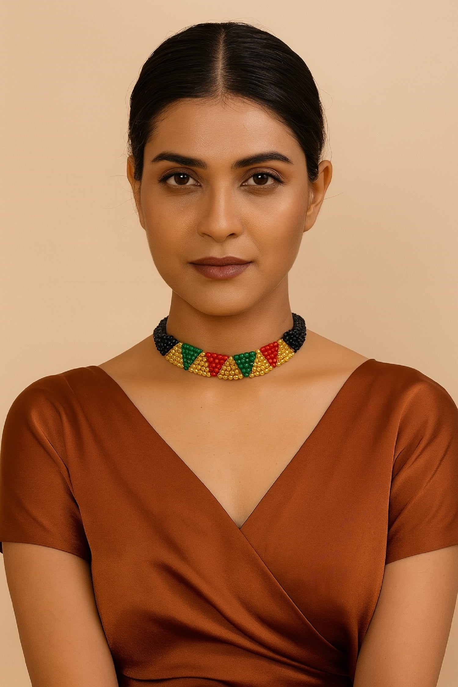 Vibrant Multicolor Beaded Choker Necklace – Handcrafted Statement Jewellery for Festive & Party Looks