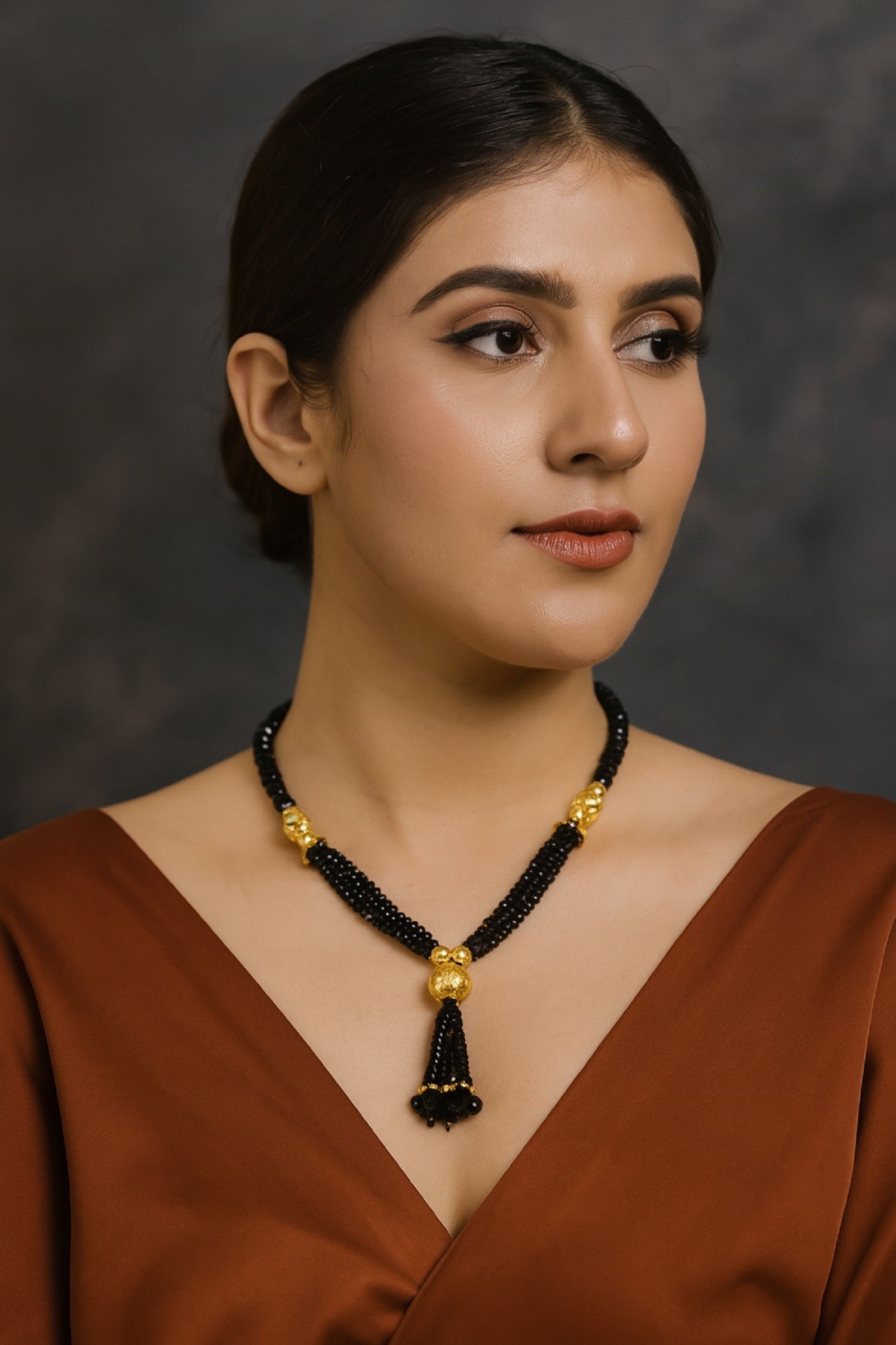 Classic Multi-Layer Black Bead Tassel Mangalsutra – 1 Gram Gold Plated Bridal Elegance 🖤✨