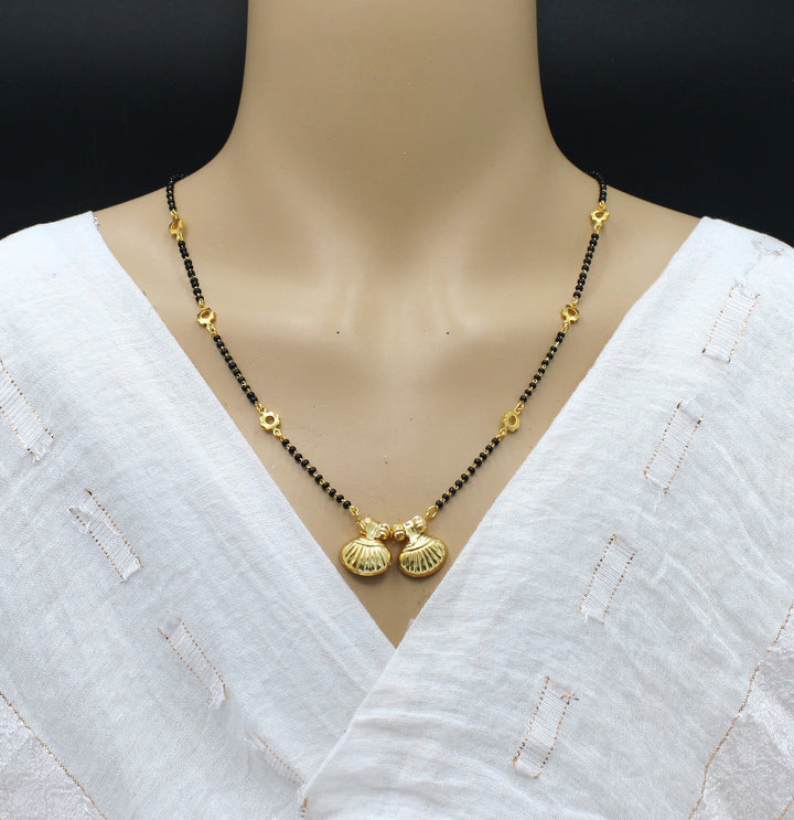 Classic Shell Design Double Pendant Gold-Plated Mangalsutra – Symbol of Love & Prosperity 💛