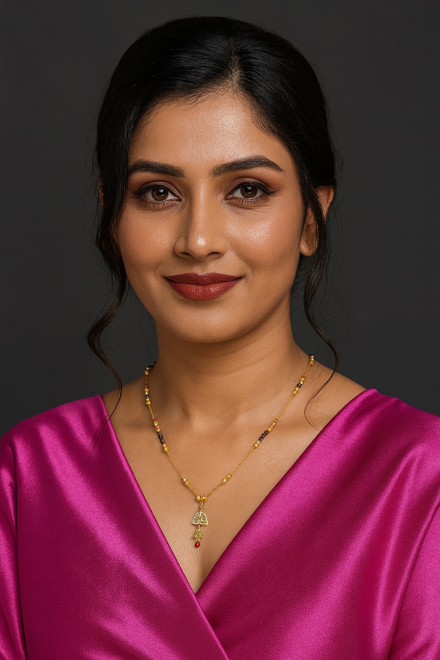 Gold-Plated Mangalsutra with Black Beads & Layered Pendant – Traditional Daily & Festive Wear