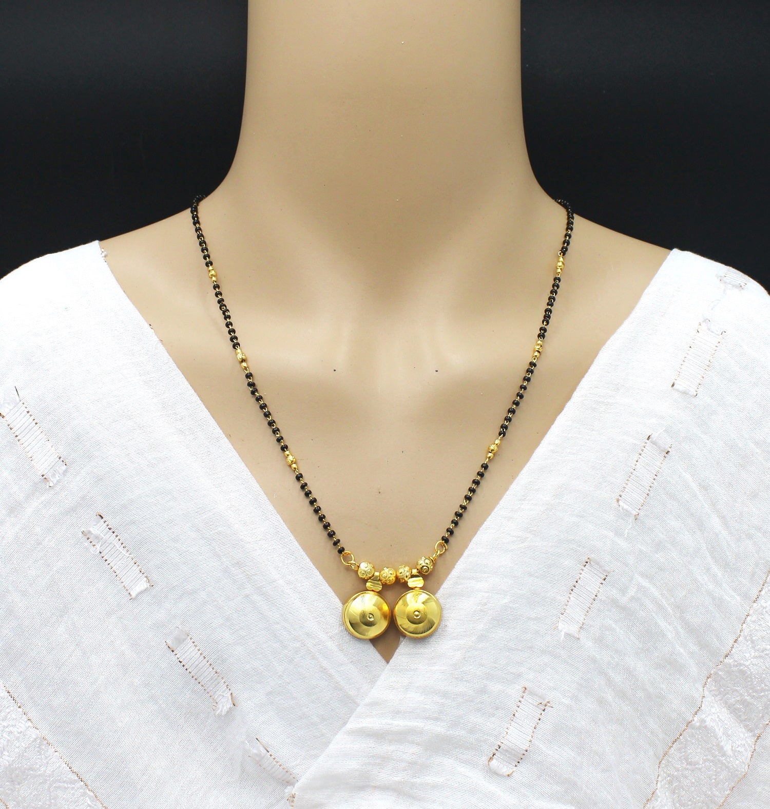 Classic Dual Round Pendant Gold-Plated Mangalsutra – Symbol of Love & Devotion 💛
