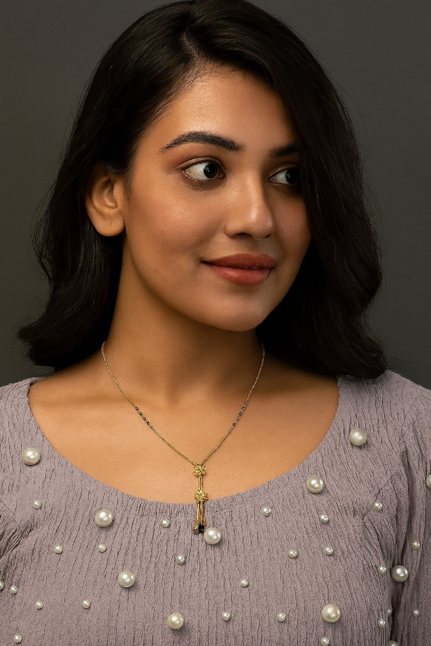 Delicate Dual Drop Gold-Plated Mangalsutra – Lightweight & Elegant Daily Wear Design