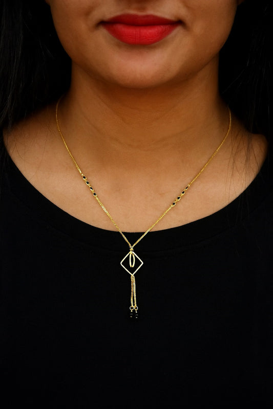 Geometric Diamond Pendant Gold-Plated Mangalsutra – Modern Minimal Daily Wear Design